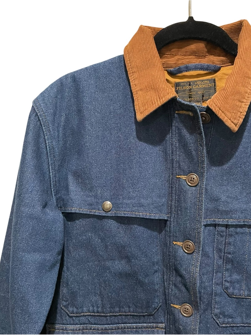 Filson 9-Oz. Denim Cruiser Jacket Dark Rinse Blue Women’s Size Medium NEW - Picture 3 of 9
